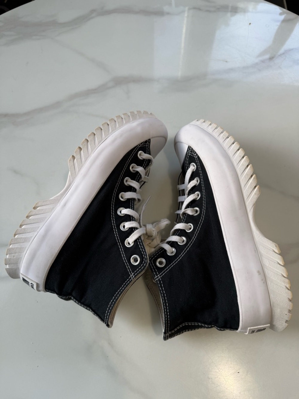 Converse Black & White High-Top Platform Sneakers - Picture 8 of 11
